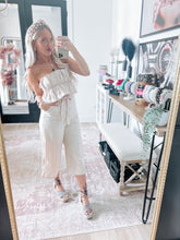 Cream Ruffled Capri Jumpsuit